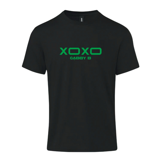 Camiseta Masculina "XOXO" Preta/Verde de Caimento Clássico